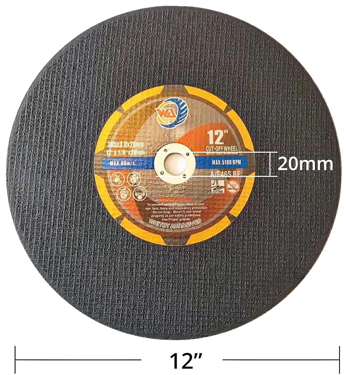 Discos de corte de sierra tronzadora de 12" x 1/8" x 20 mm para metal, acero dulce y acero inoxidable…
