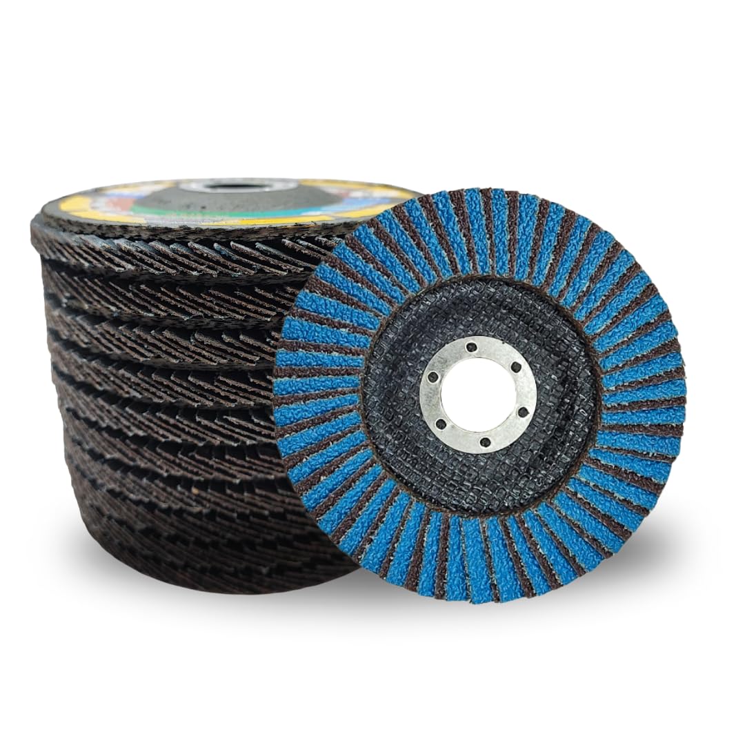 WA 10PACK- Disco de láminas jumbo de óxido de circonio y aluminio de alta densidad de 5" x 7/8", grano 40, rueda de lijado y esmerilado de grado industrial premium, para amoladora angular con corte agresivo, grano grueso 40, tipo 27