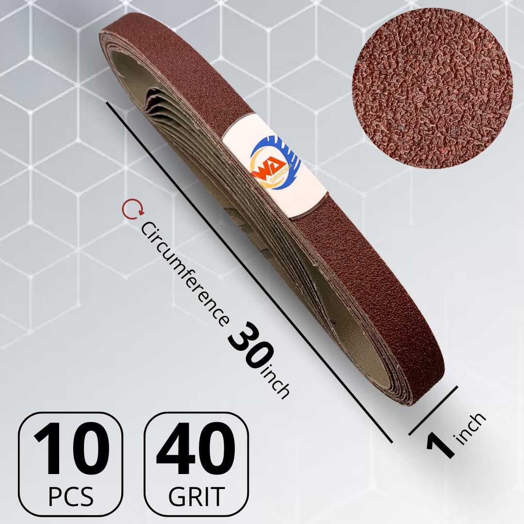 10 PACK 1" x 30" Aluminum Oxide Sanding Belts for Belt Sanders