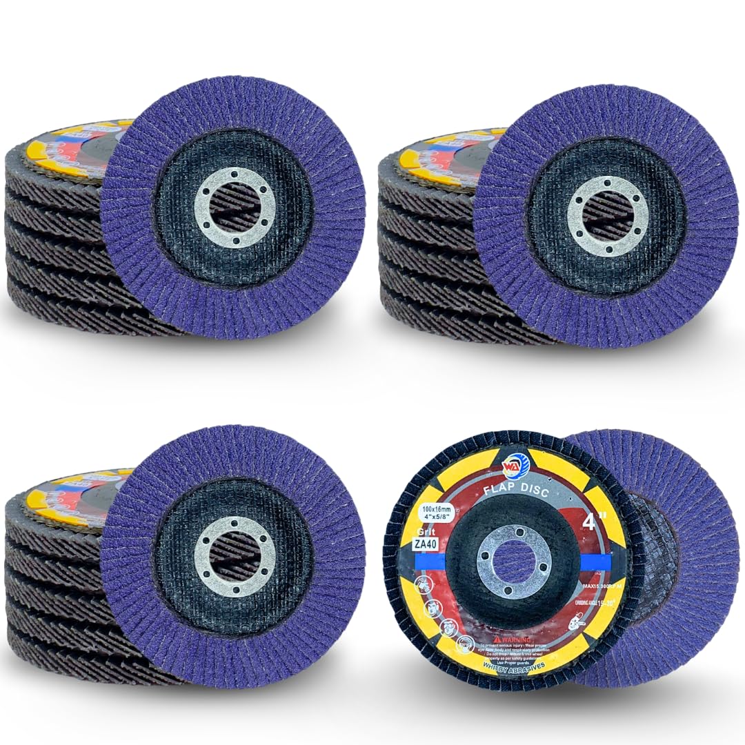 Whitby Abrasives 4 inch flap discs, assorted 40 to 120 grit, 20 pack