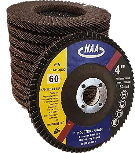Paquet de 10 - Disques à lamelles haute densité 4" x 5/8" en alumine calcinée grain 40#/60#/80# pour métaux/acier inoxydable/bois