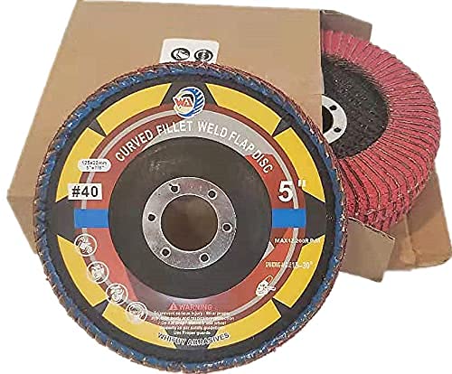 WA 3PCS - 5" x7/8" Disque à lamelles céramique VSM pour meulage et ponçage avec bord demi-courbé, grain 40, pour meuleuse d'angle, métal/acier inoxydable, 5 pouces