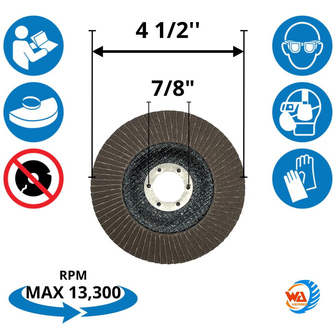 22 PACK 4-1/2" x 7/8" Assorted Grit Zirconia & Alumina Flap Disc for Angle Grinder Sanding Disc