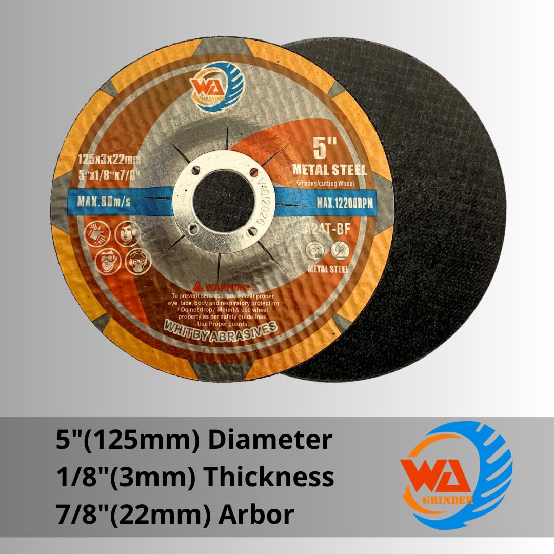 Disco de corte WA de 1/8" para amoladora angular, disco de corte de metal de uso general de centro deprimido de 1/8" X 7/8", para metal, hierro, acero