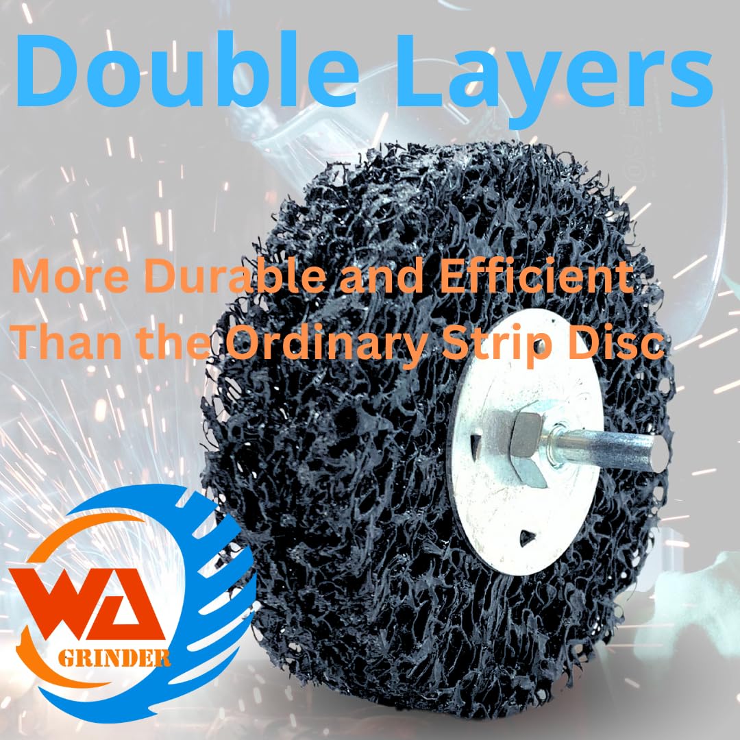 2 DISQUES À DÉCAPER ET NETTOYER DE 4" AVEC TIGE DE 1/4" (NOIRS) 4" x 1/4", VITESSE MAX. 4 500 tr/min, Disque à décapage facile double couche, traitement de surface, élimination de la rouille, de la peinture et de la colle, dérouillage (Moyen)
