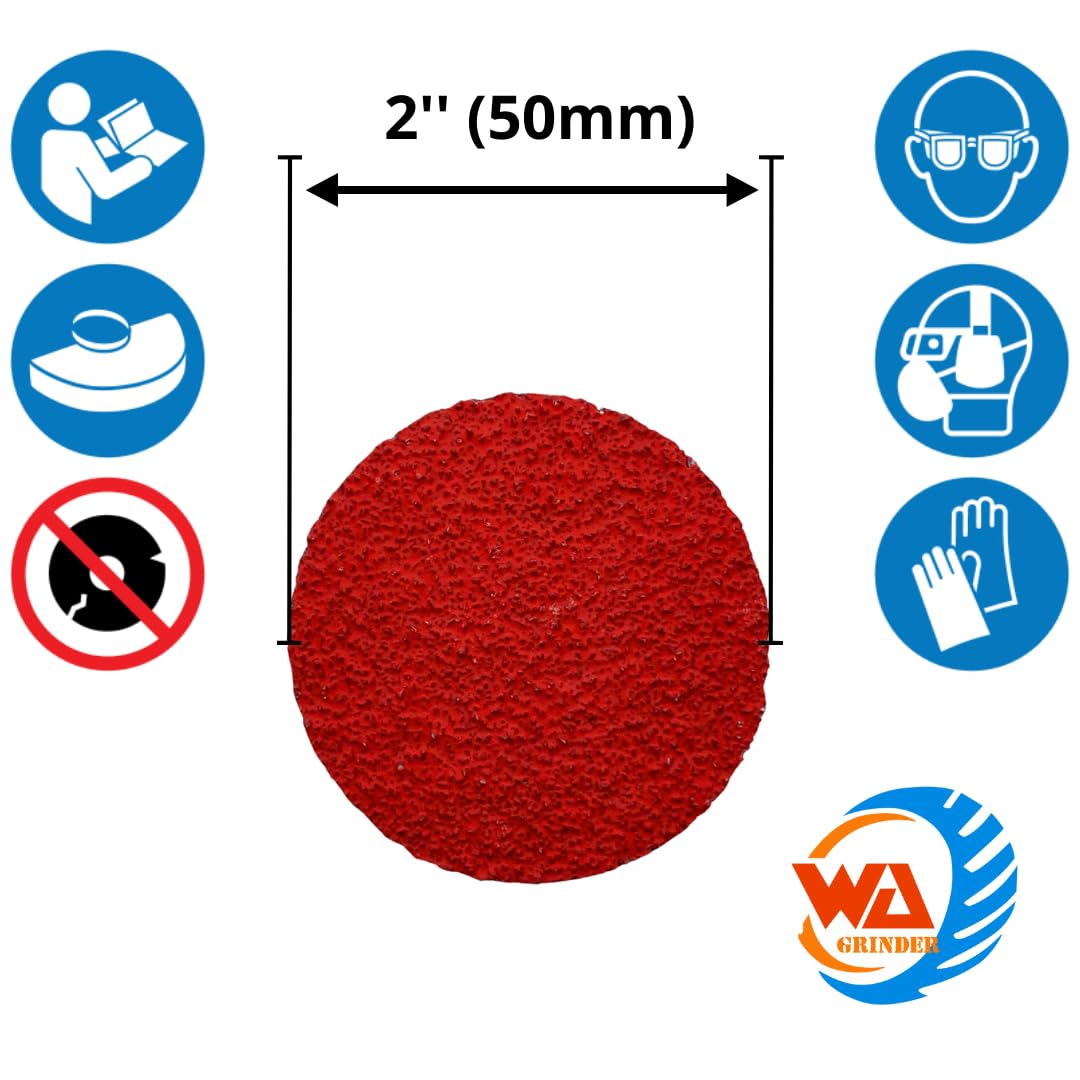 Lot de 25 disques abrasifs céramiques à changement rapide de 2", grain céramique 36 de type R/TR VSM pour meuleuse droite