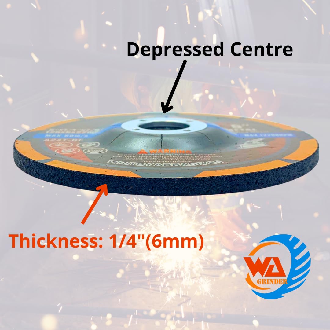 WA GRINDER 5PCS - Discos de desbaste con centro deprimido de 6" x1/4" x7/8" de grado industrial para amoladora angular, disco de desbaste de 6" de diámetro, 1/4" de espesor, eje de 7/8" (negro) 150x6x22mm