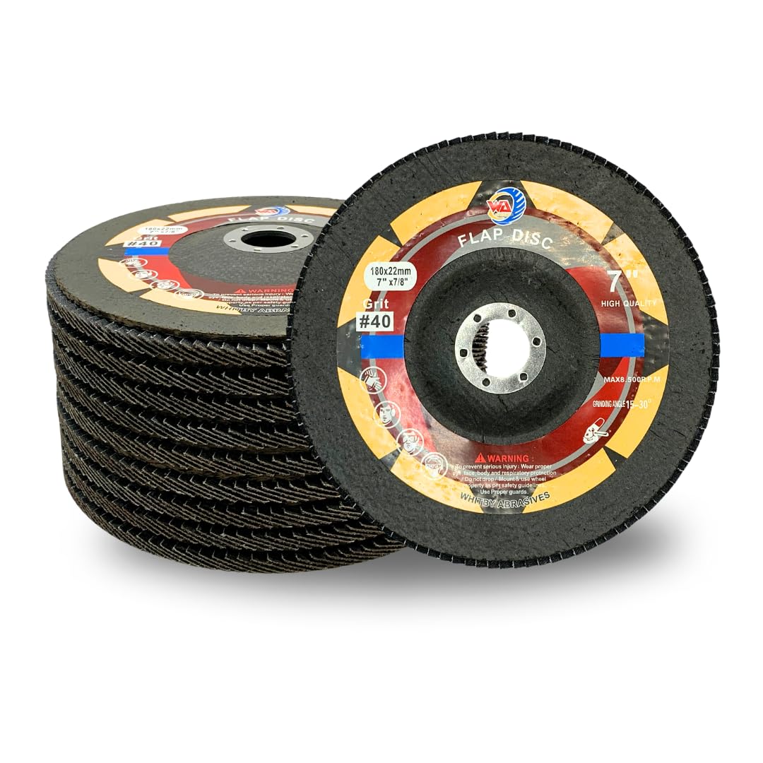 Whitby Abrasives 7 inch calcined aluminum oxide flap discs, 80 grit, 10 pack