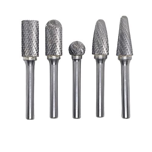 5 PACK Tungsten Carbide Rotary Burrs Set with 1/4" Shank