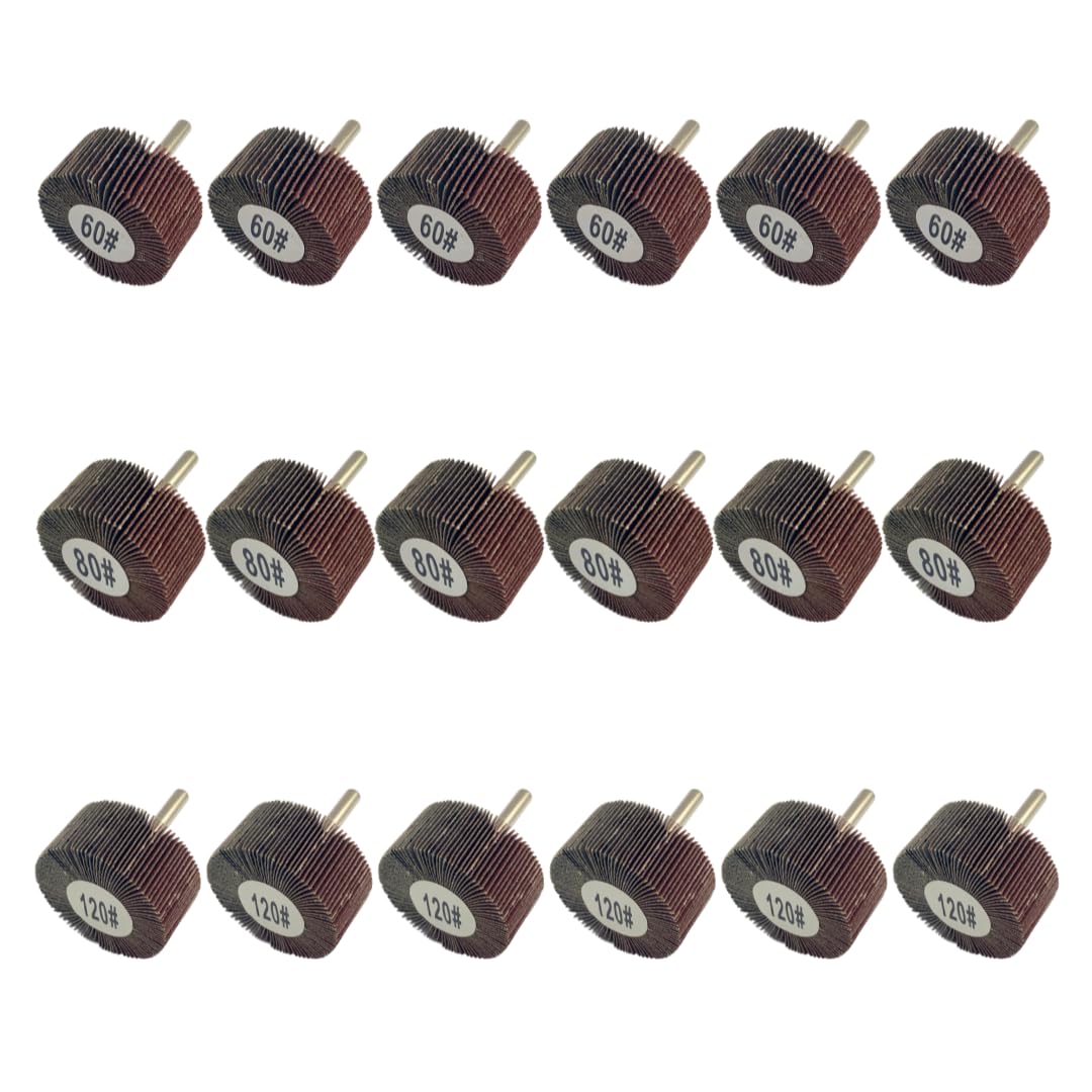 WA 18PAQUETE - Muelas abrasivas de láminas montadas duraderas de alto rendimiento, grano surtido 6x60#, 6x80#, 6x120#, Muelas abrasivas de óxido de aluminio con forma cónica