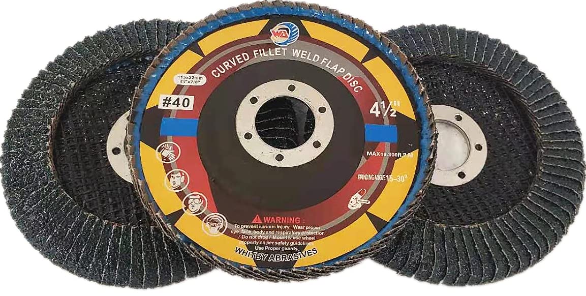 10 PACK 4-1/2" x 7/8" Curved Edge VSM Zirconia Flap Discs, 40 Grit