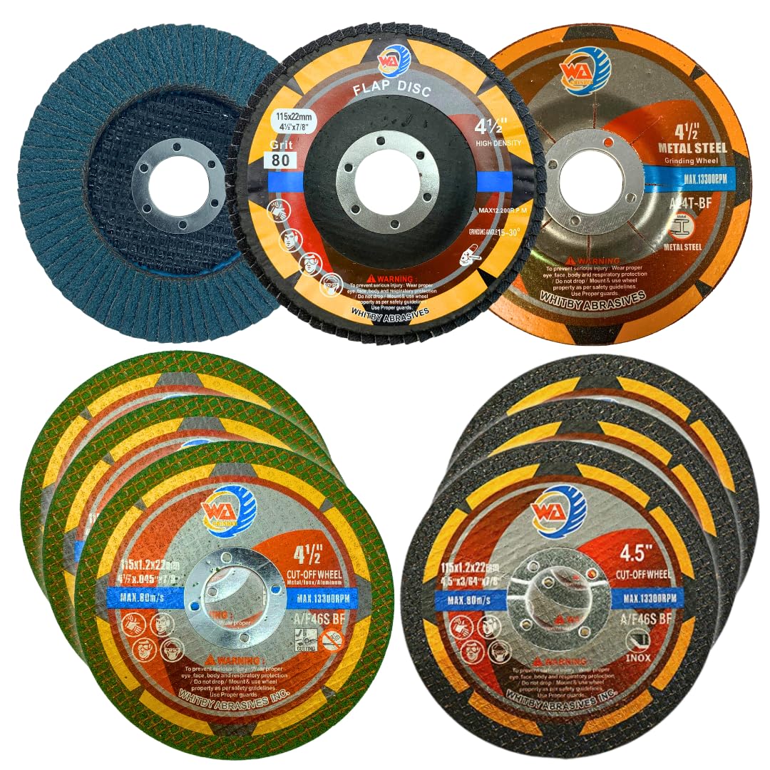 Whitby Abrasives 4-1/2 inch DIY hobby kit for angle grinders, 9 pieces