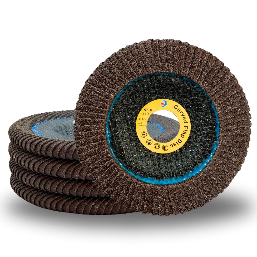 5 PACK 4-1/2" x 7/8" Curved Edge Calcined Alumina Flap Discs