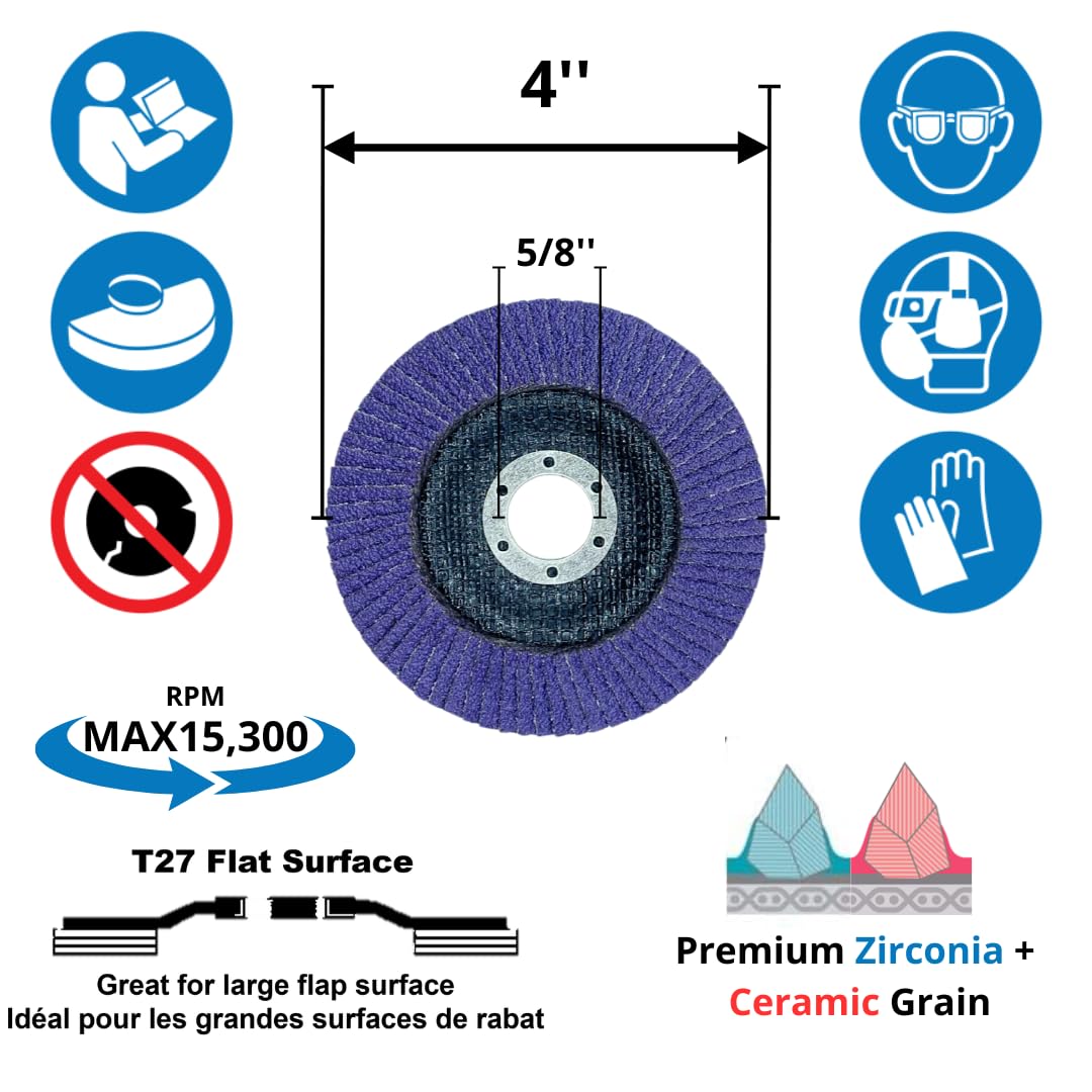 20 PACK 4" x 5/8" Flap Disc, 40/60/80/120 Grits Sanding Disc