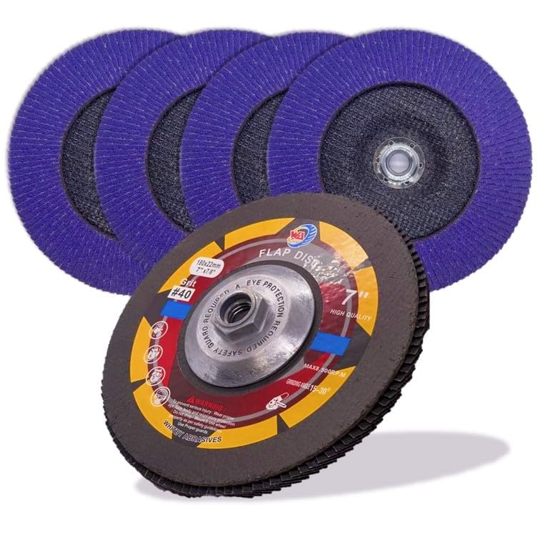 Whitby Abrasives 7 inch zirconia and ceramic Type 27 flap disc with 5/8-11 thread, 40 grit