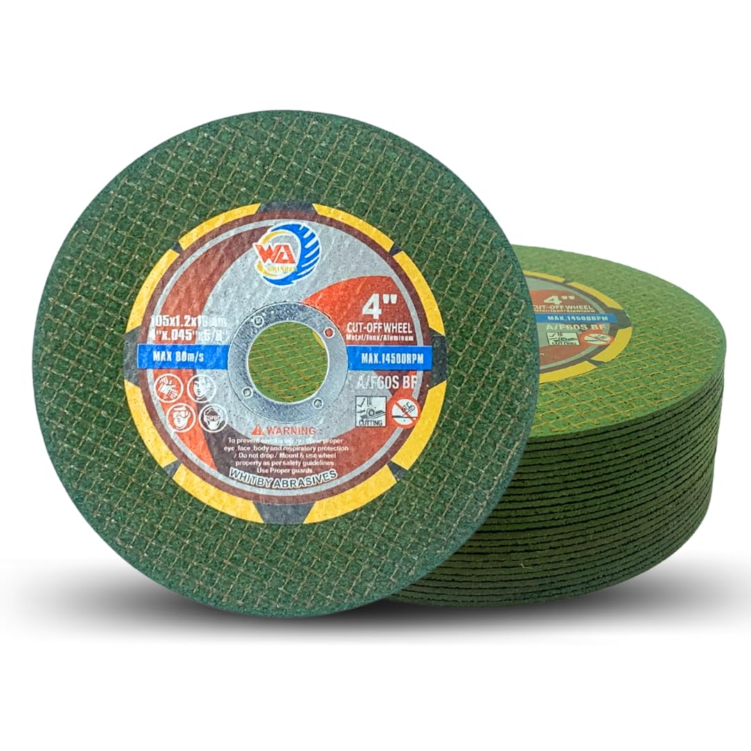 Whitby Abrasives 4 inch green cutting wheels for metal and stainless steel, 25 pack