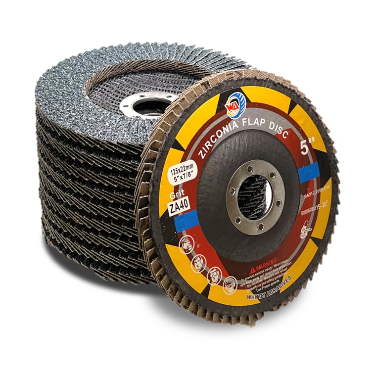 Whitby Abrasives 5 inch VSM zirconia Type 27 flap discs, 40 grit, 10 pack