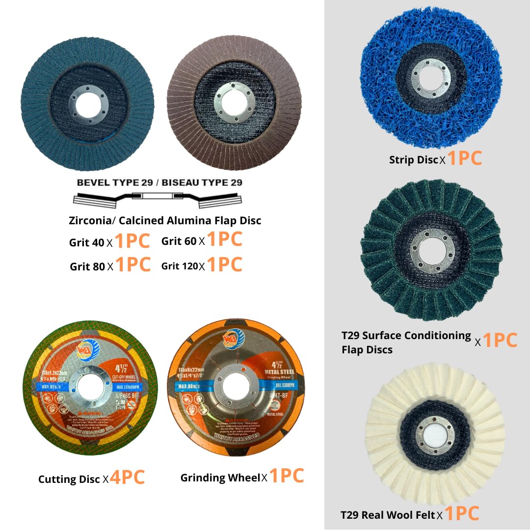12 PACK 4 1/2" Grinding & Polishing Disc Combo Set
