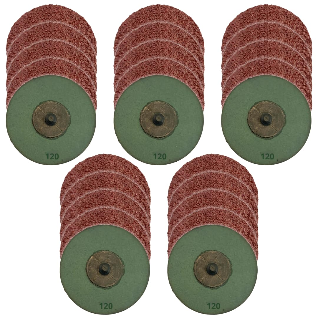 WA 25PACK - Discos de lija y desbaste de fibra de resina de cambio rápido de 3" con cierre de rodillo, tipo R macho