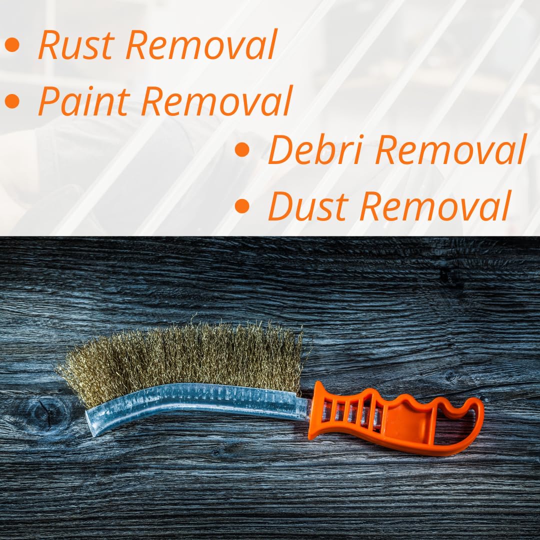 Cepillos de Alambre 5Pack, Cepillo de Latón Resistente con Mango de Plástico, Cerdas Bañadas en Cobre para Limpiar Soldaduras, Remover Pintura y Óxido