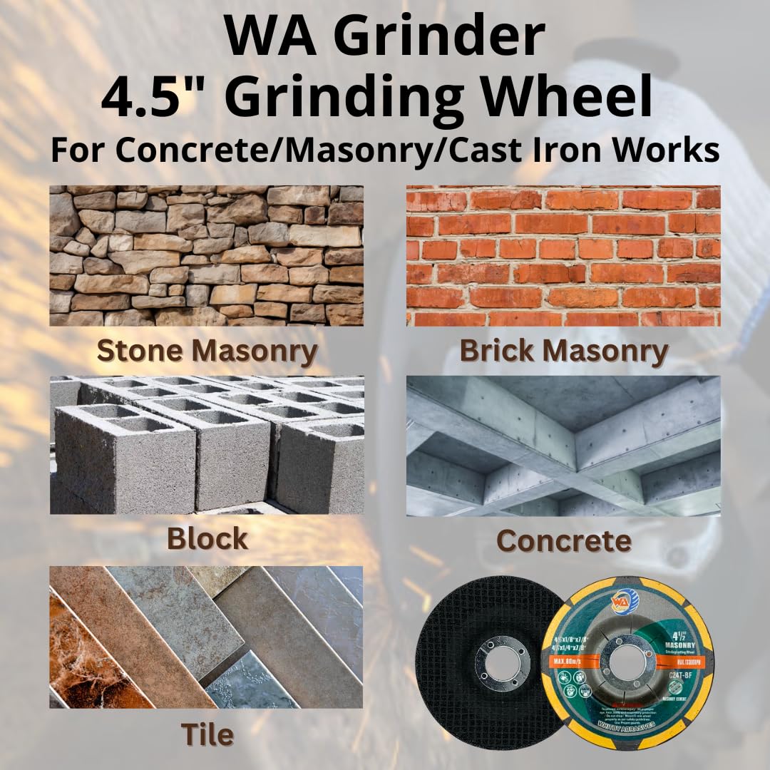 5 PACK 4-1/2" x 1/4" x 7/8" Concrete & Masonry Grinding Wheel