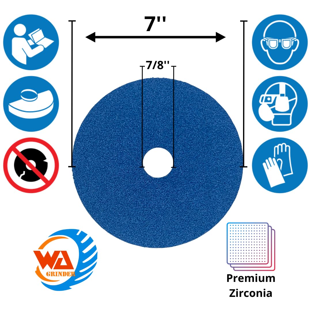 25 PACK 7/8" Premium Zirconia Resin Fiber Sanding Discs for Wood, Metal & Aluminum