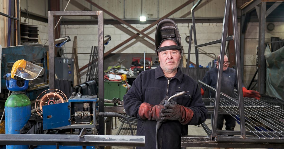 Skilled welders working with metal and equipment in an industrial workshop — foundry casting cleanup abrasives, Whitby Abrasives, Ontario, Canada