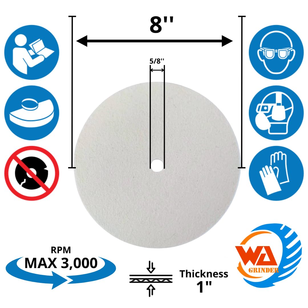 8" x 1" Wool Buffing Wheel, Compressed Fine Wool Felt