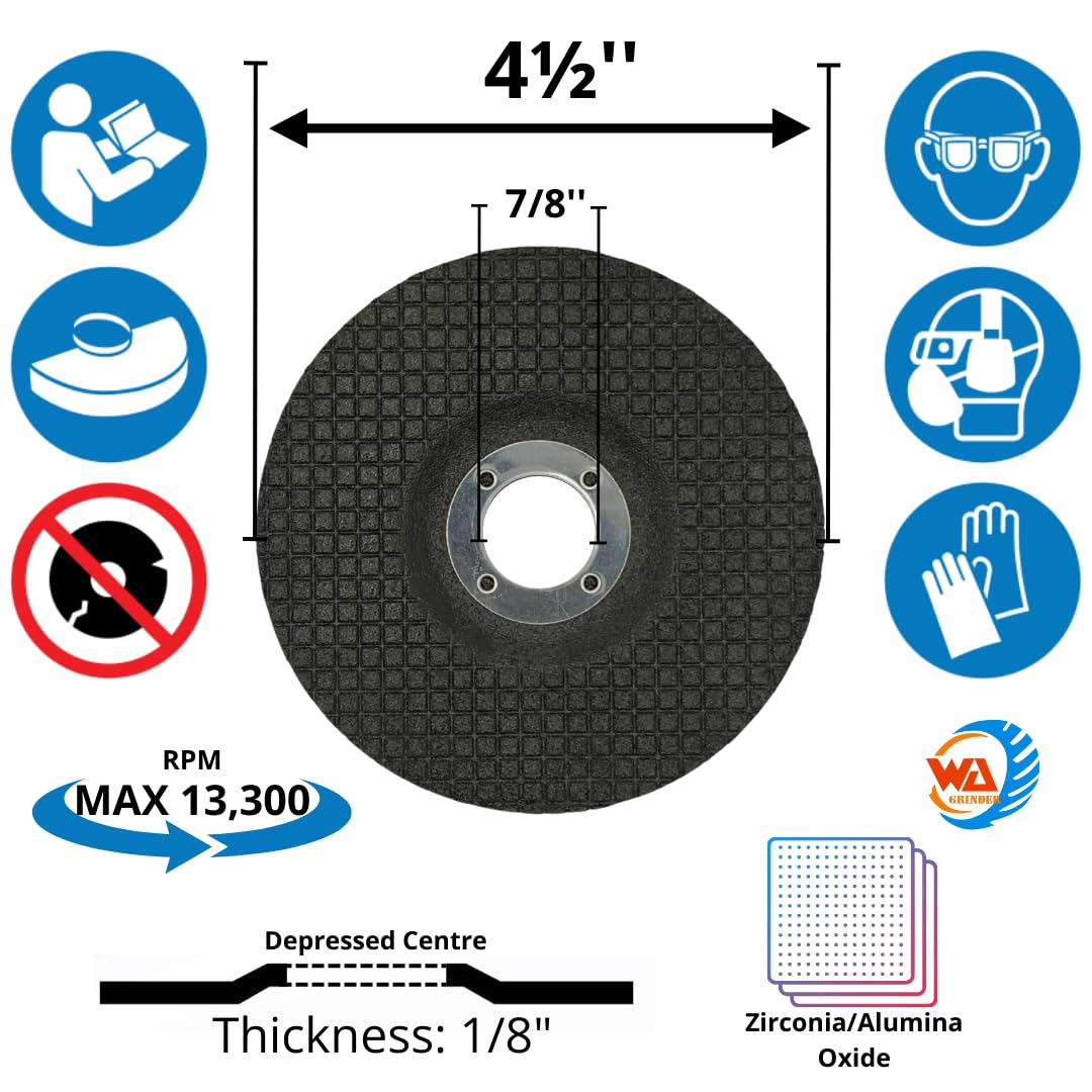 10 PACK 4 1/2" Flexible 80 Grinding Wheel for Metal