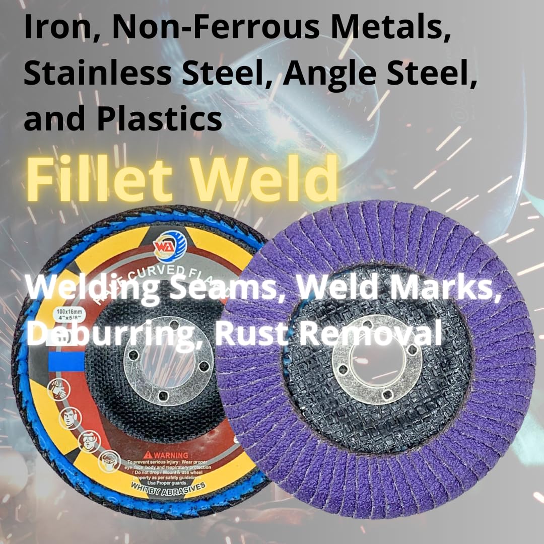 WA 5PCS - 4" x7/8" Disques à lamelles demi-courbées pour soudures d'angle en zircone/céramique