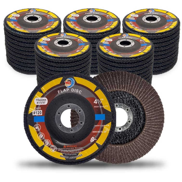 WA 50 unidades - Discos de láminas de alúmina calcinada de alta densidad de 4 1/2" x 7/8" para metal/acero inoxidable/madera T29
