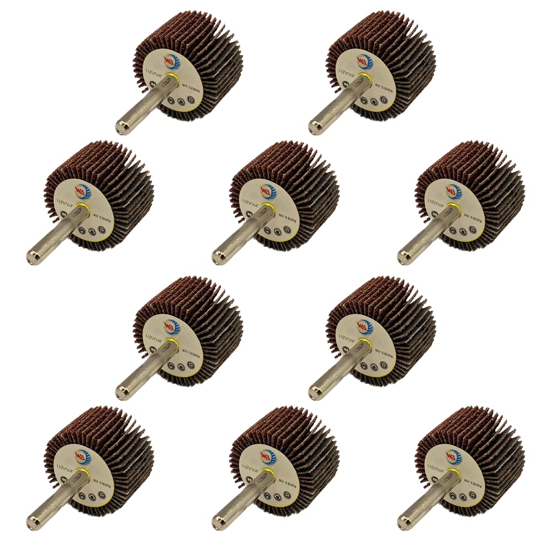 Whitby Abrasives 1-1/2 inch aluminum oxide shank mounted flap wheels, 10 pack