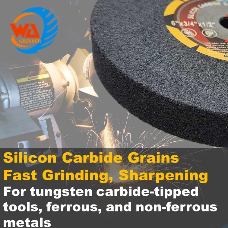 6" x 3/4" x 1/2" Silicon Carbide Vitrified Bench Grinding Wheel