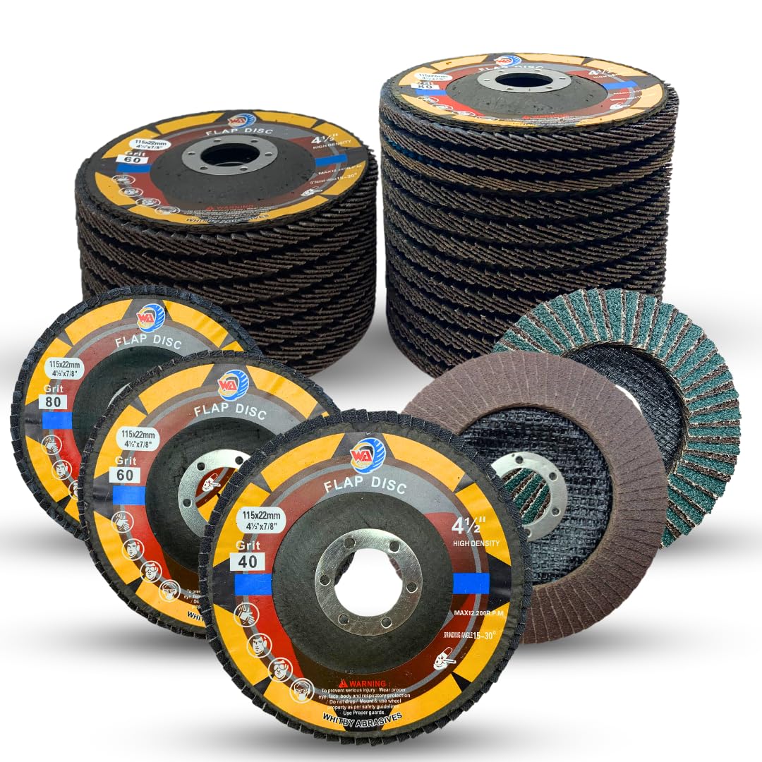 Whitby Abrasives 4-1/2 inch assorted alumina and zirconia flap discs, 25 pack