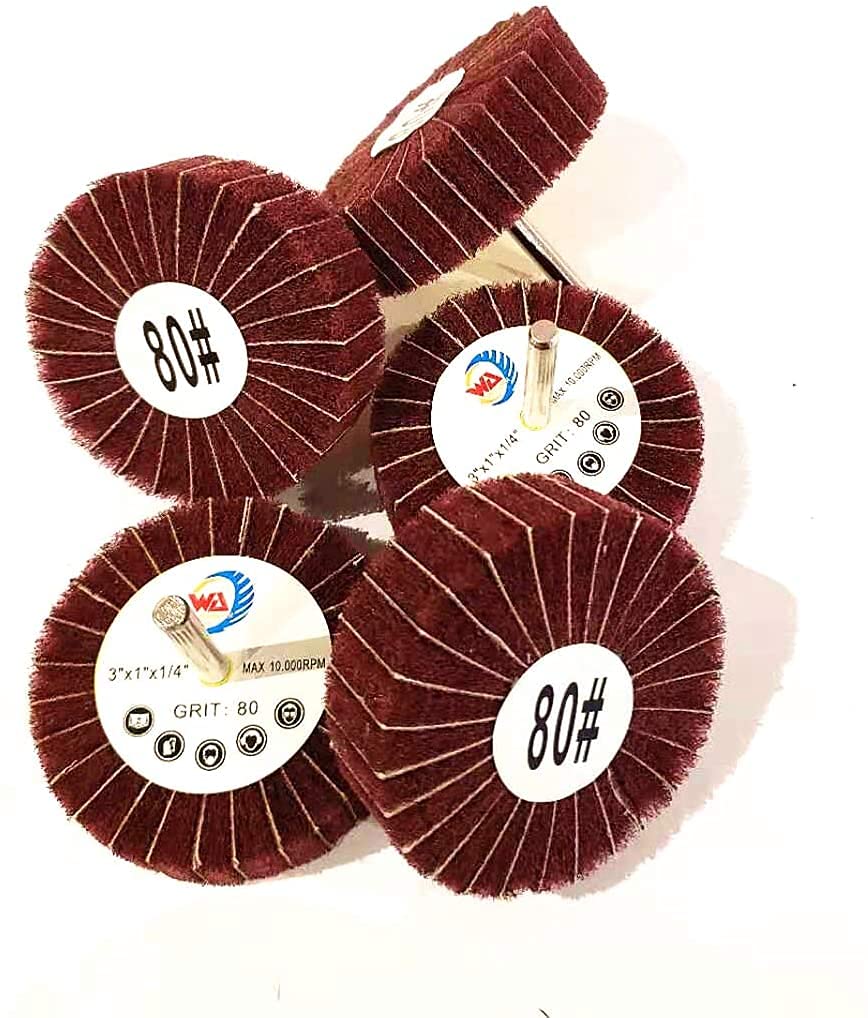 5 PAQUETES de Discos Abrasivos Montados de 3" pulgadas con Vástago de 1/4", Rojo Mediano 3"x1"x1/4", Lijadora para Lijar y Acabar, Usado en Taladros/Amoladoras de Matriz, Elimina Óxido y Pulir, Trabajos en Metal/Madera (5 PIEZAS)