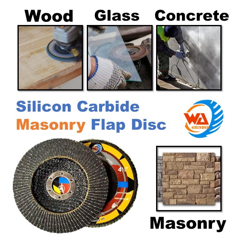 10 PACK 4-1/2" x 7/8" Silicon Carbide Masonry Flap Discs, 120 Grit
