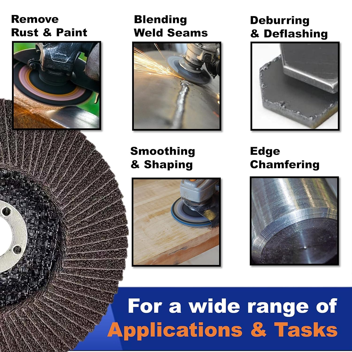 22 PACK 4-1/2" x 7/8" Assorted Grit Zirconia & Alumina Flap Disc for Angle Grinder Sanding Disc