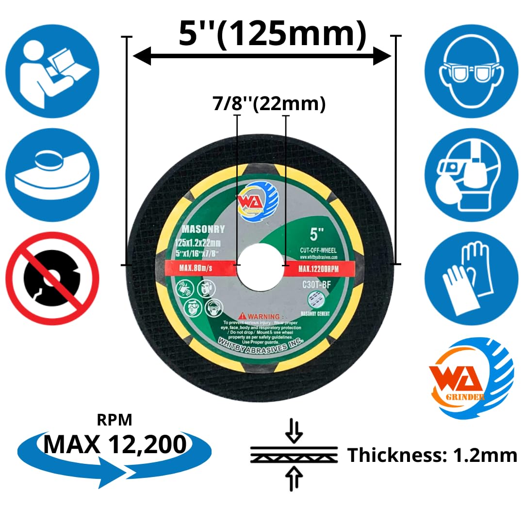 PAQUET DE 25 disques à tronçonner de 5 po pour béton, maçonnerie