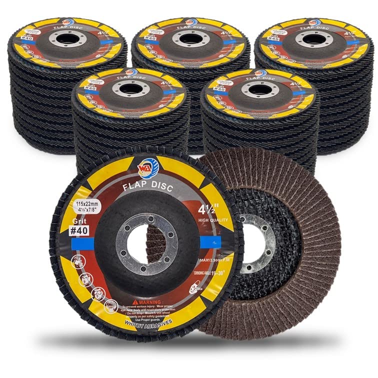 WA 50 unidades - Discos de láminas de alúmina calcinada de alta densidad de 4 1/2" x 7/8" para metal/acero inoxidable/madera T29