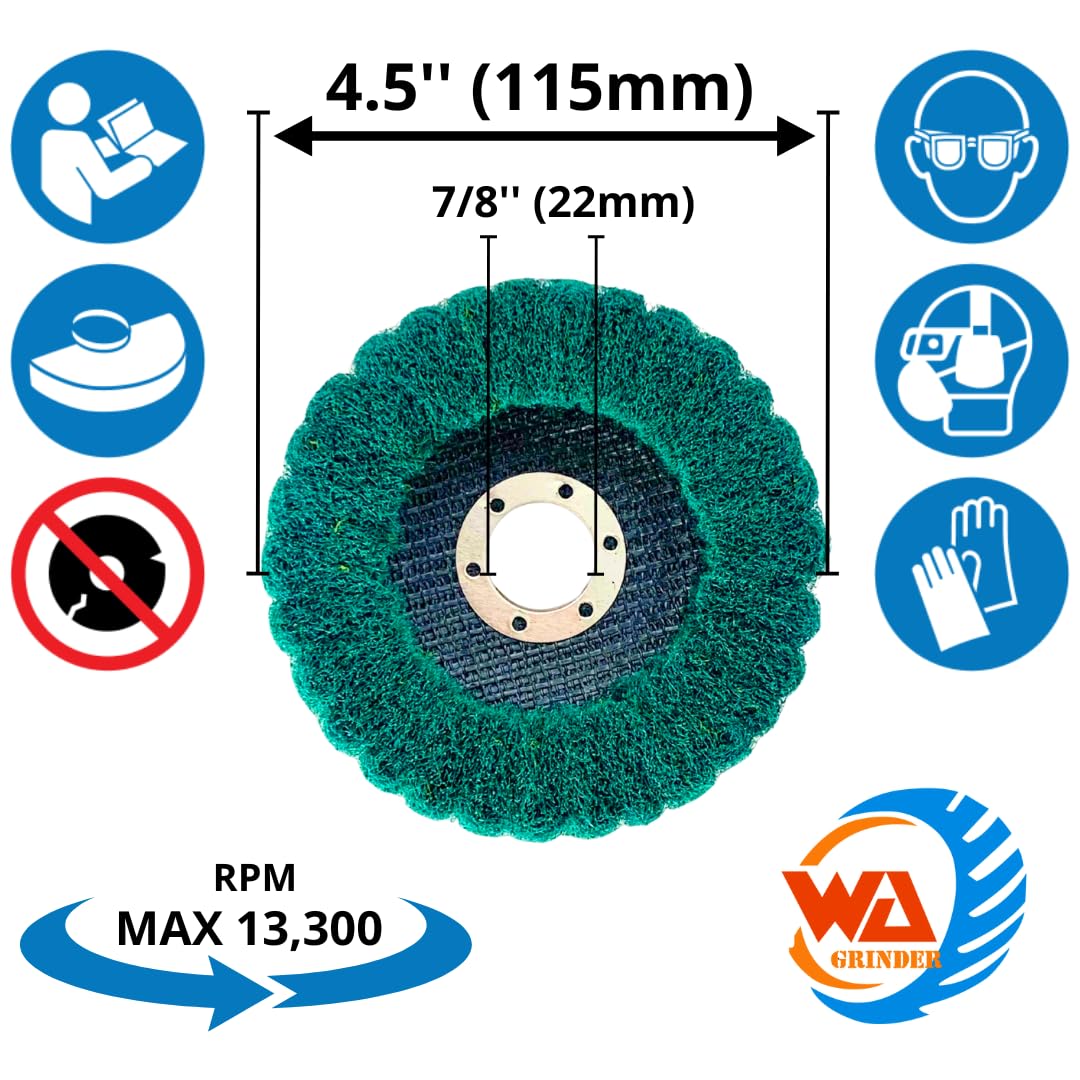 WA 5 DISQUES À LAMELLES 4 1/2" x 7/8" en fibre de nylon Disques à récurer Disques de polissage Meules pour meuleuse d'angle
