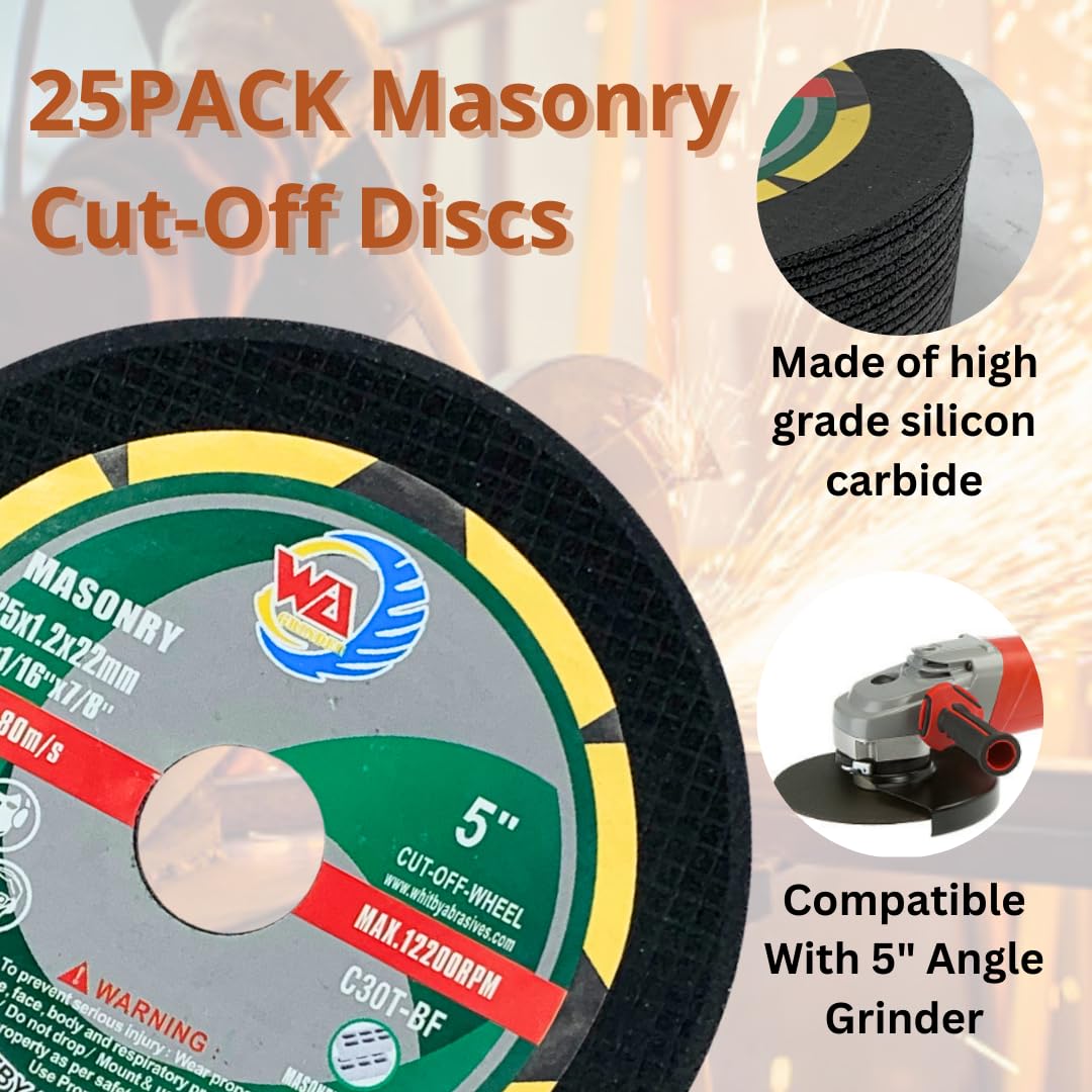 PAQUET DE 25 disques à tronçonner de 5 po pour béton, maçonnerie