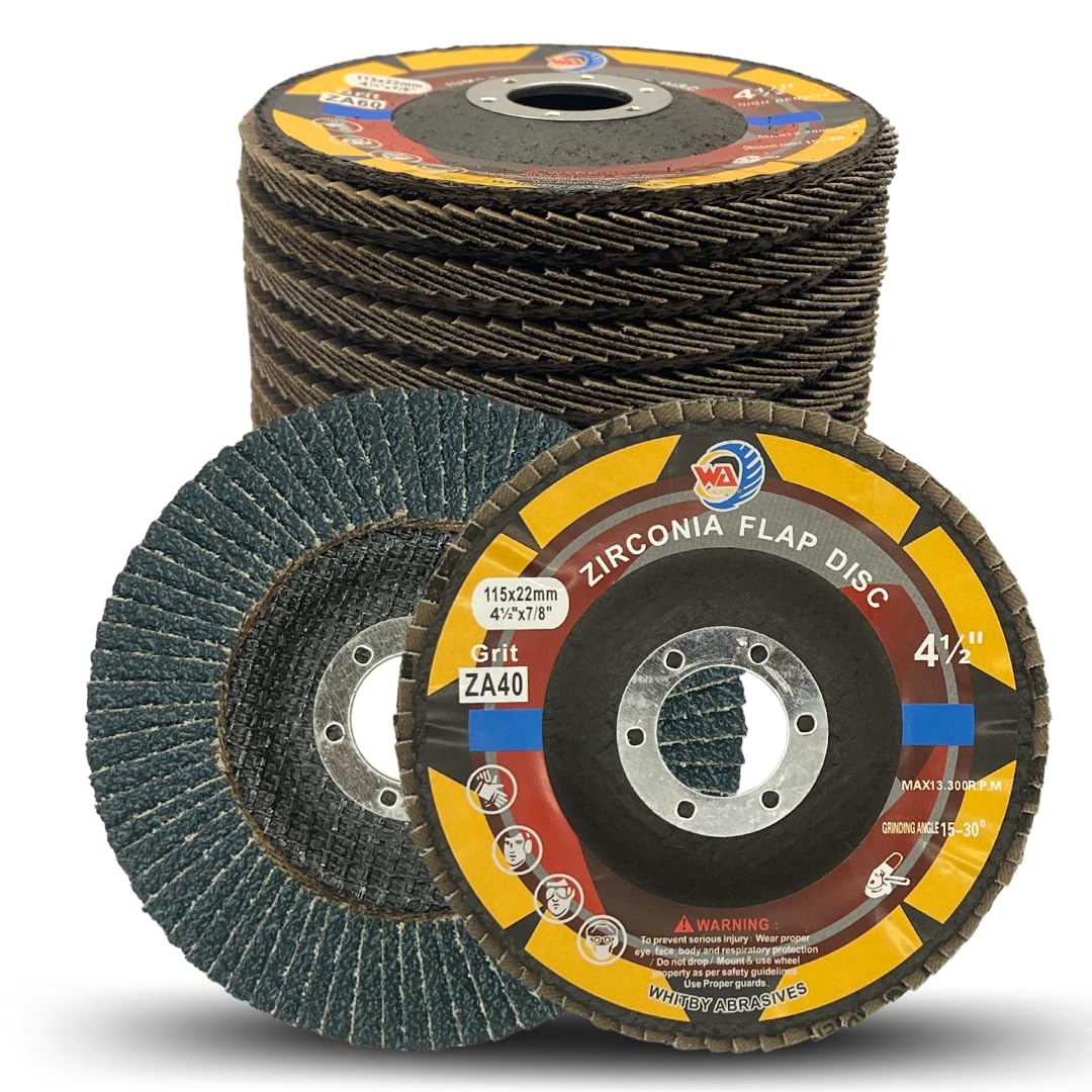 Lot de 10 disques à lamelles biseautées professionnels en oxyde de zirconium VSM 115 x 22 mm pour meuleuse d'angle, densité 29
