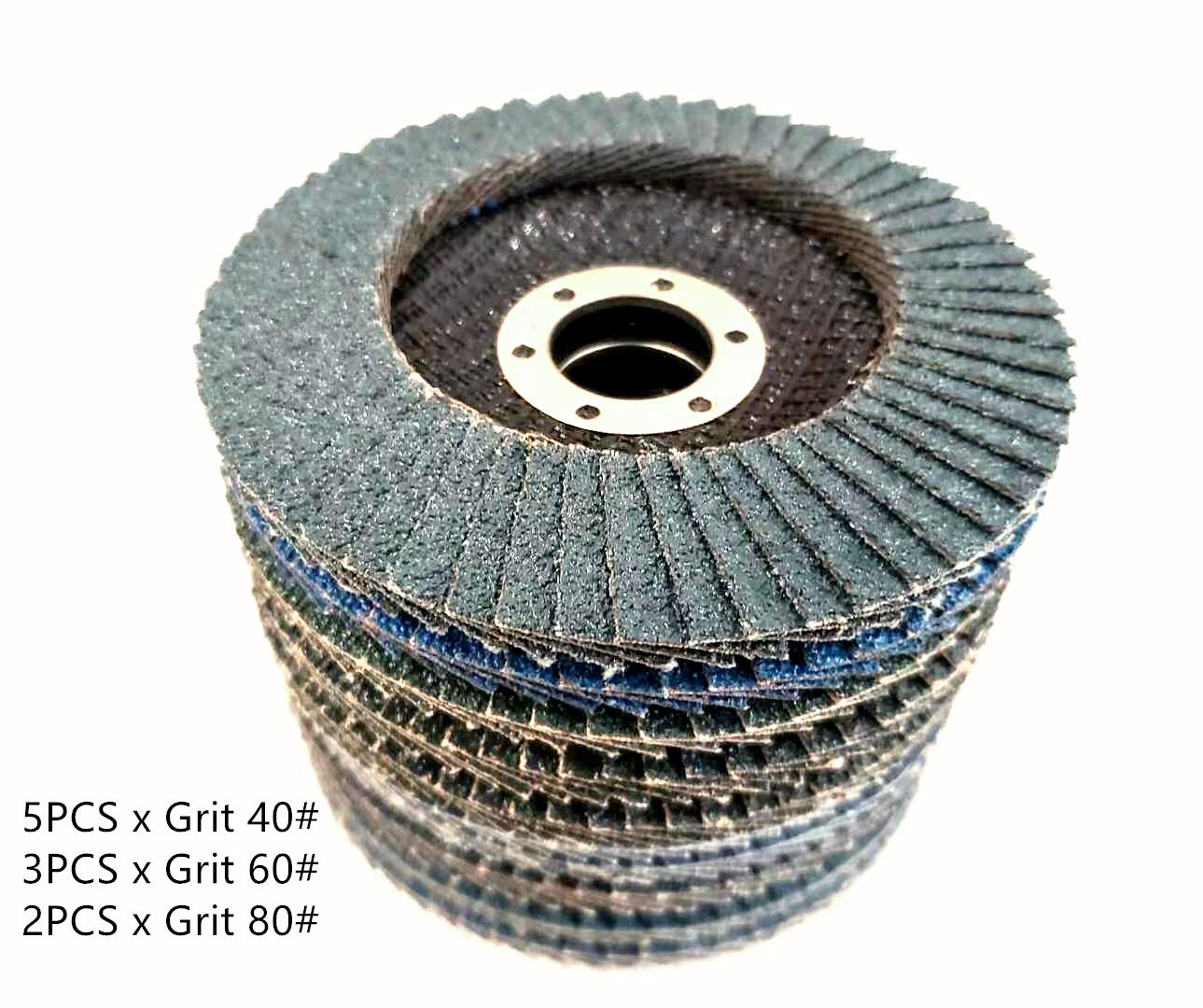 10 PACK 4 1/2" Assorted Grit Zirconia Flap Discs Including 5 PACK 40