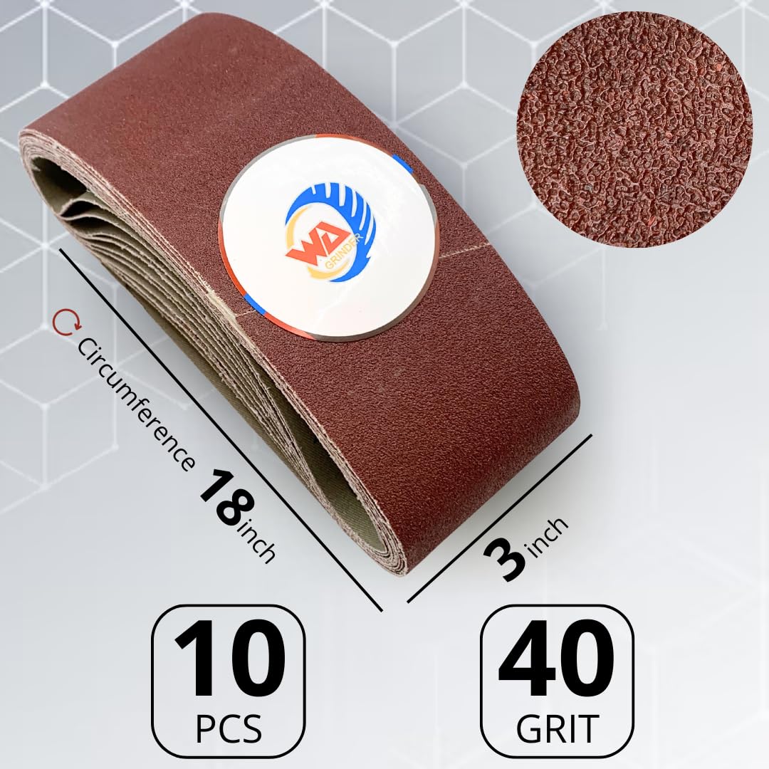 10 PACK 3" x 18" Aluminum Oxide Sanding Belts for Belt Sanders