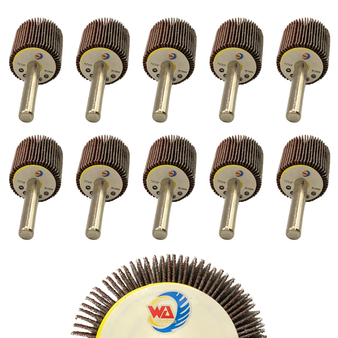 1" x 1" x 1/4" Aluminum Oxide Mounted Flap Wheels with 1/4" Shank for Die Grinder