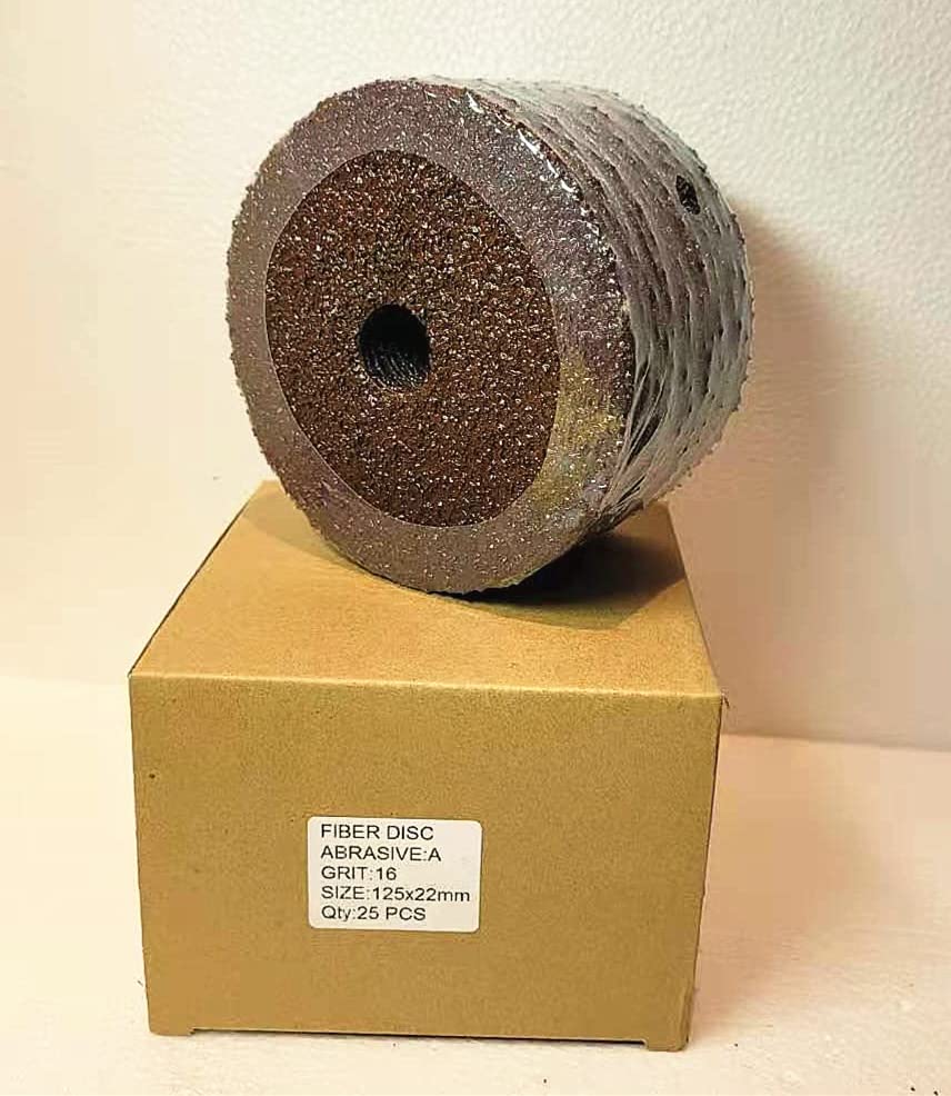 PAQUETE DE 25 - Discos de lijado y desbaste de fibra resinosa de 5" X 7/8" Granos 16/24/36/50