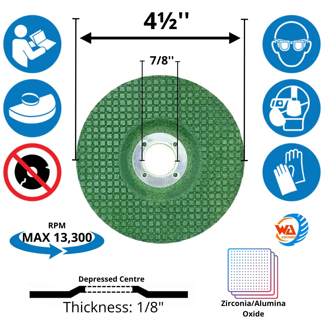 10-Pack 4 1/2" Flexible 60 Grinding Wheel for Metal
