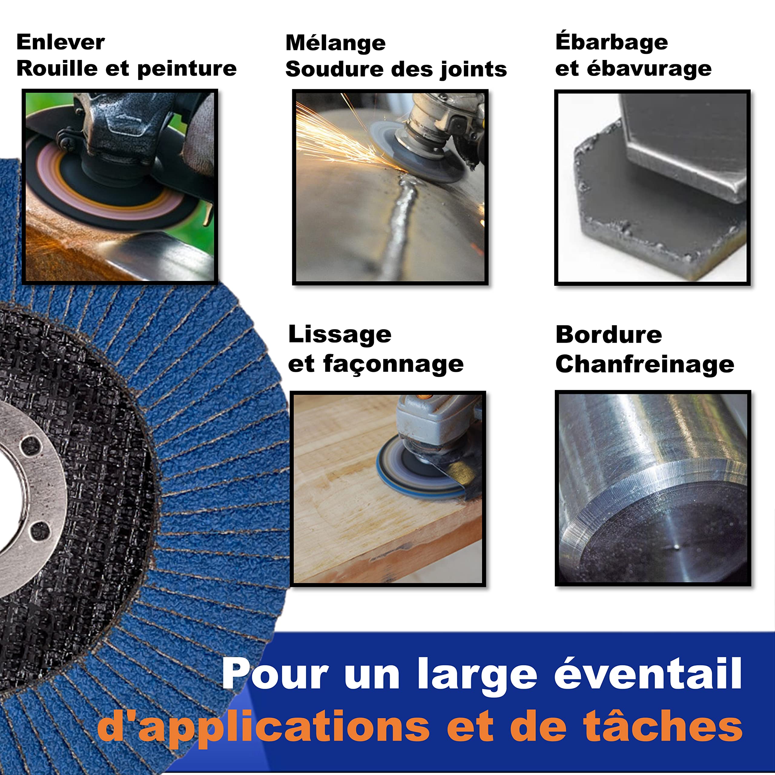 WA101R 10 PACK - Disques à lamelles de densité de zirconium de qualité supérieure de 4 1/2" x 7/8", qualité industrielle, disques de ponçage pour meuleuse d'angle, meules pour acier inoxydable/métal, T29