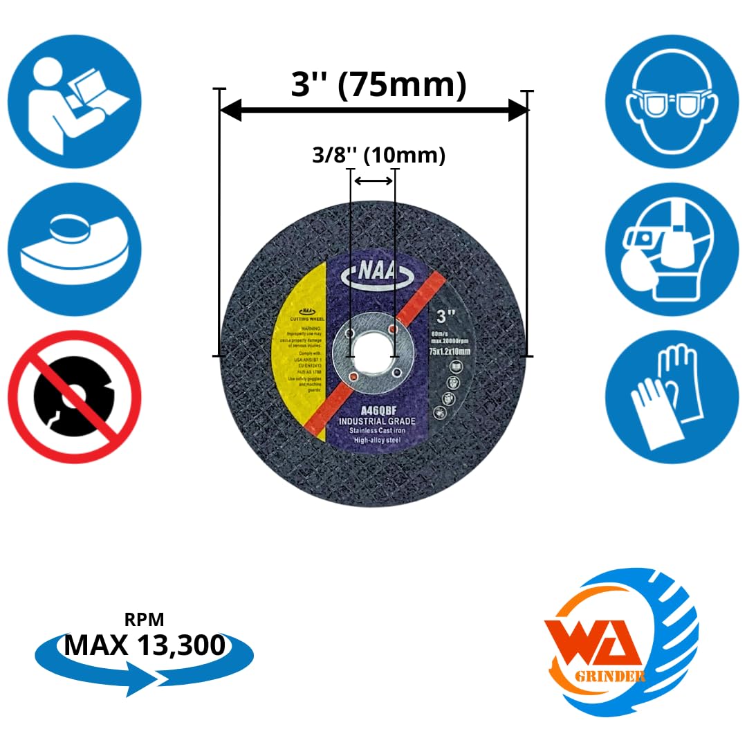 PAQUETE DE 50 Discos de corte finos de 3" x.045 x3/8"