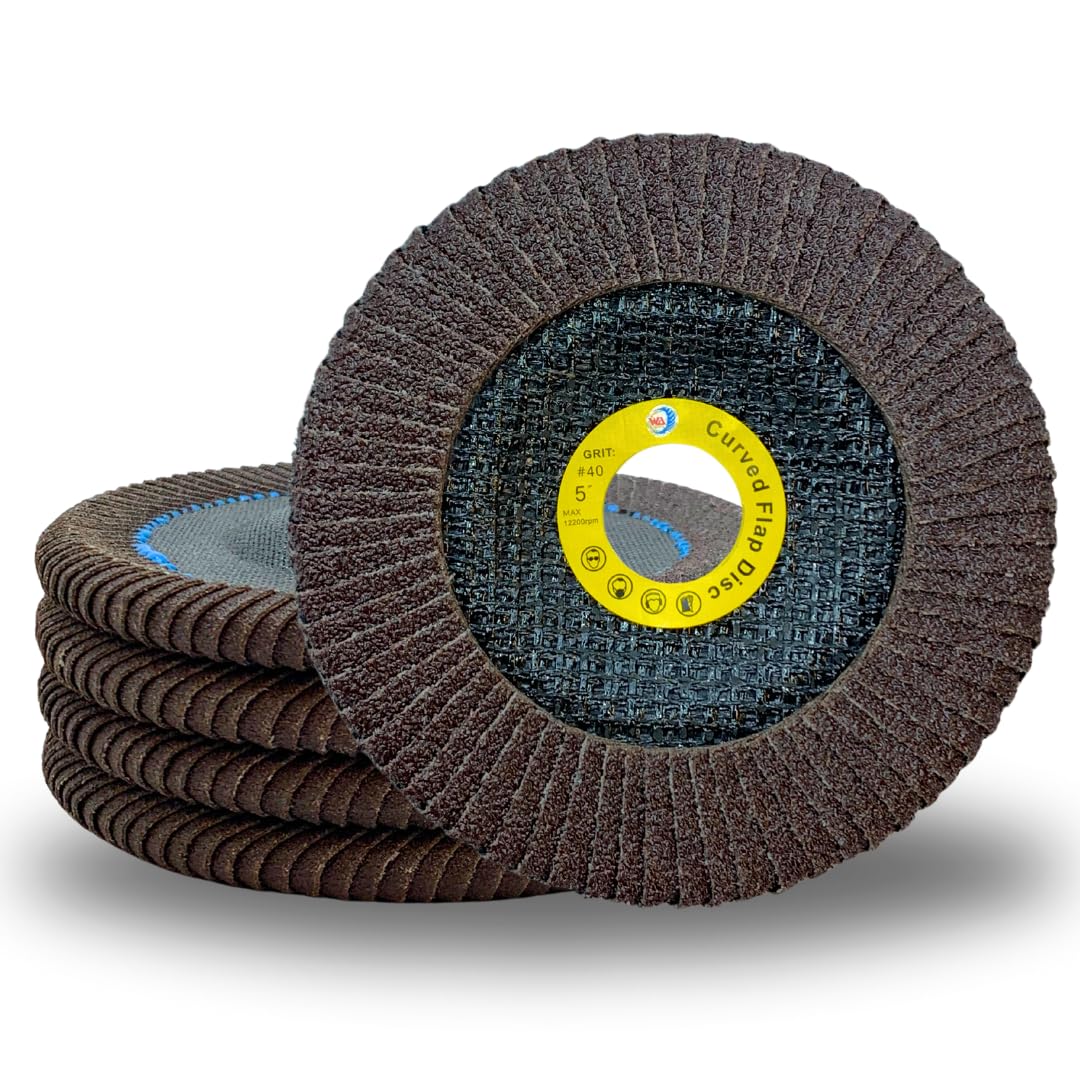 Whitby Abrasives 5 inch curved edge calcined alumina fillet weld flap discs, 5 pack